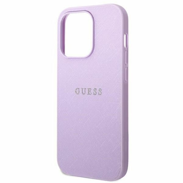 GUESS case for IPHONE 14 Pro GUHCP14LPSASBPU (Saffiano With Metal Logo) purple