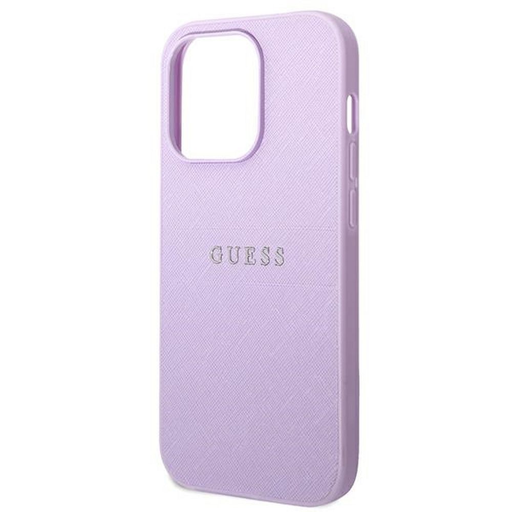 GUESS case for IPHONE 14 Pro GUHCP14LPSASBPU (Saffiano With Metal Logo) purple