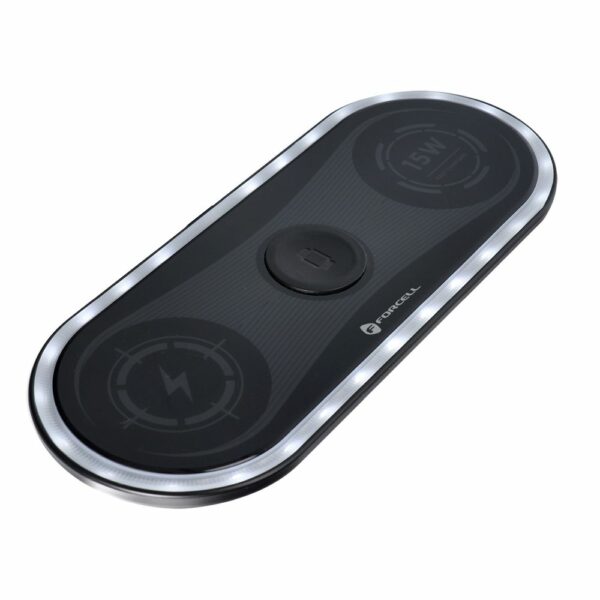 FORCELL F-ENERGY Ellipse wireless charger 3in1 compatible with Apple Qi QC 15W black