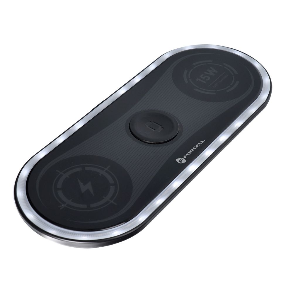 FORCELL F-ENERGY Ellipse wireless charger 3in1 compatible with Apple Qi QC 15W black