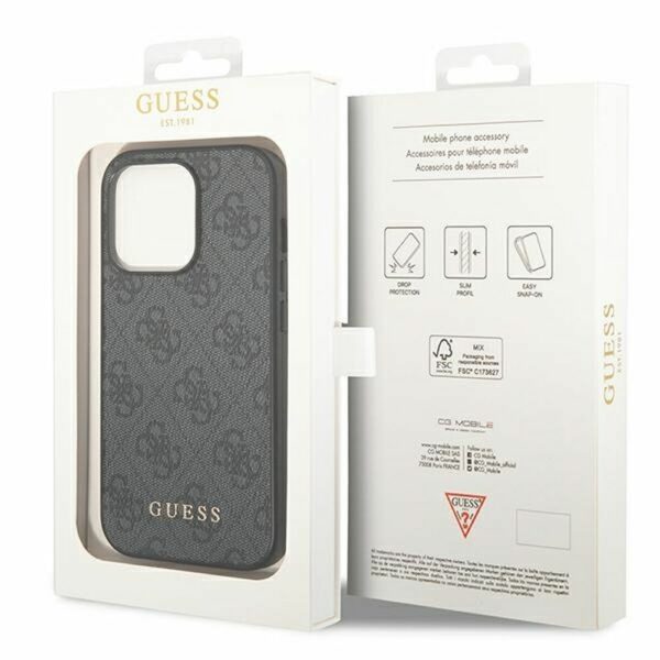 GUESS case for IPHONE 14 Pro GUHCP14LG4GFGR (4G Gold Logo) grey