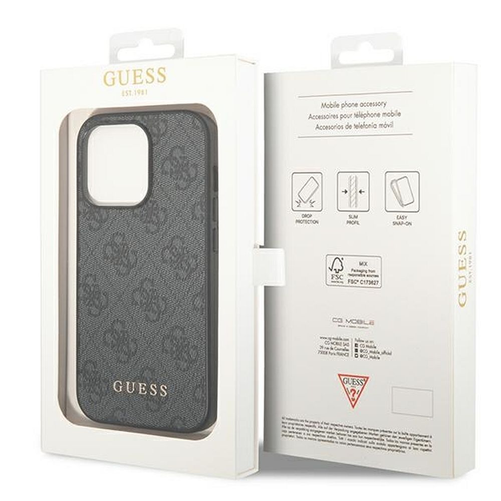 GUESS case for IPHONE 14 Pro GUHCP14LG4GFGR (4G Gold Logo) grey