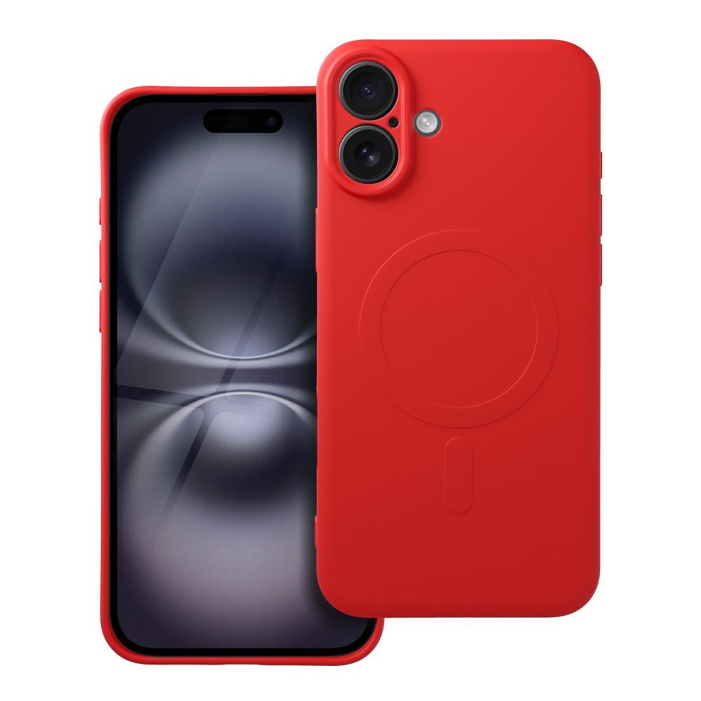 SILICONE MAG COVER case compatible with MagSafe for IPHONE 16 Plus red