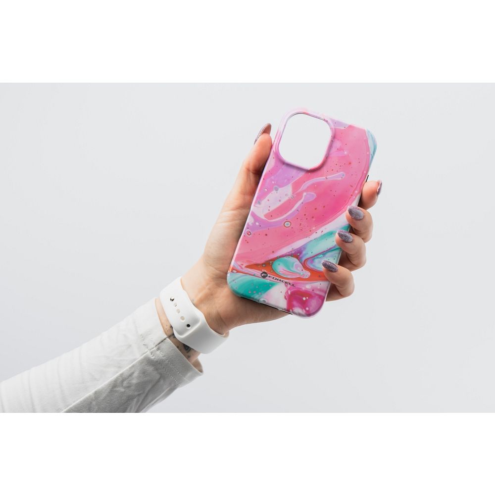 FORCELL F-PROTECT Mirage, Military Drop-Tested case compatible with MagSafe for IPHONE 15 pink marble