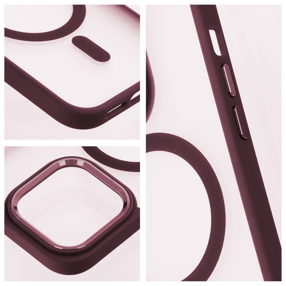 MATTE MAG COVER case compatible with MagSafe for IPHONE 16 plum red