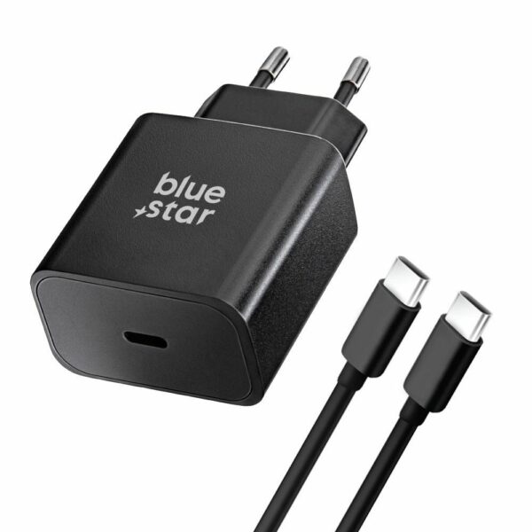 BLUE STAR travel charger Type C + cable Type C to Type C PD QC4.0 3A 25W TFB-TC-25WPD black