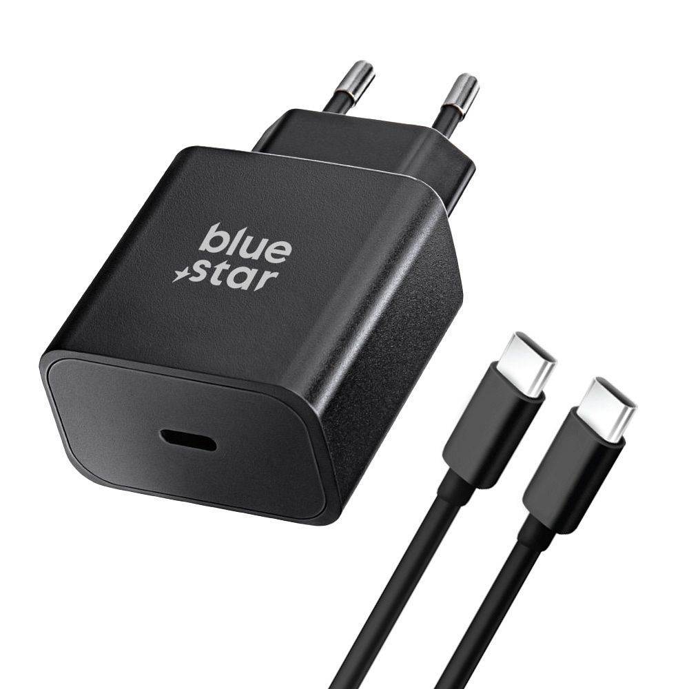 BLUE STAR travel charger Type C + cable Type C to Type C PD QC4.0 3A 25W TFB-TC-25WPD black