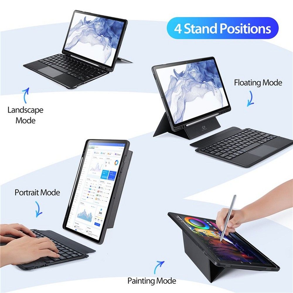 DUX DUCIS case DK foldable with Wireless Keyboard for SAMSUNG Tab S8 (X700/X706)/S7 (T870/T875/T876B) black
