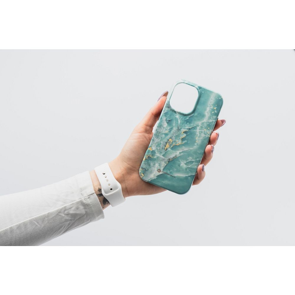FORCELL F-PROTECT Mirage, Military Drop-Tested case compatible with MagSafe for IPHONE 15 green marble
