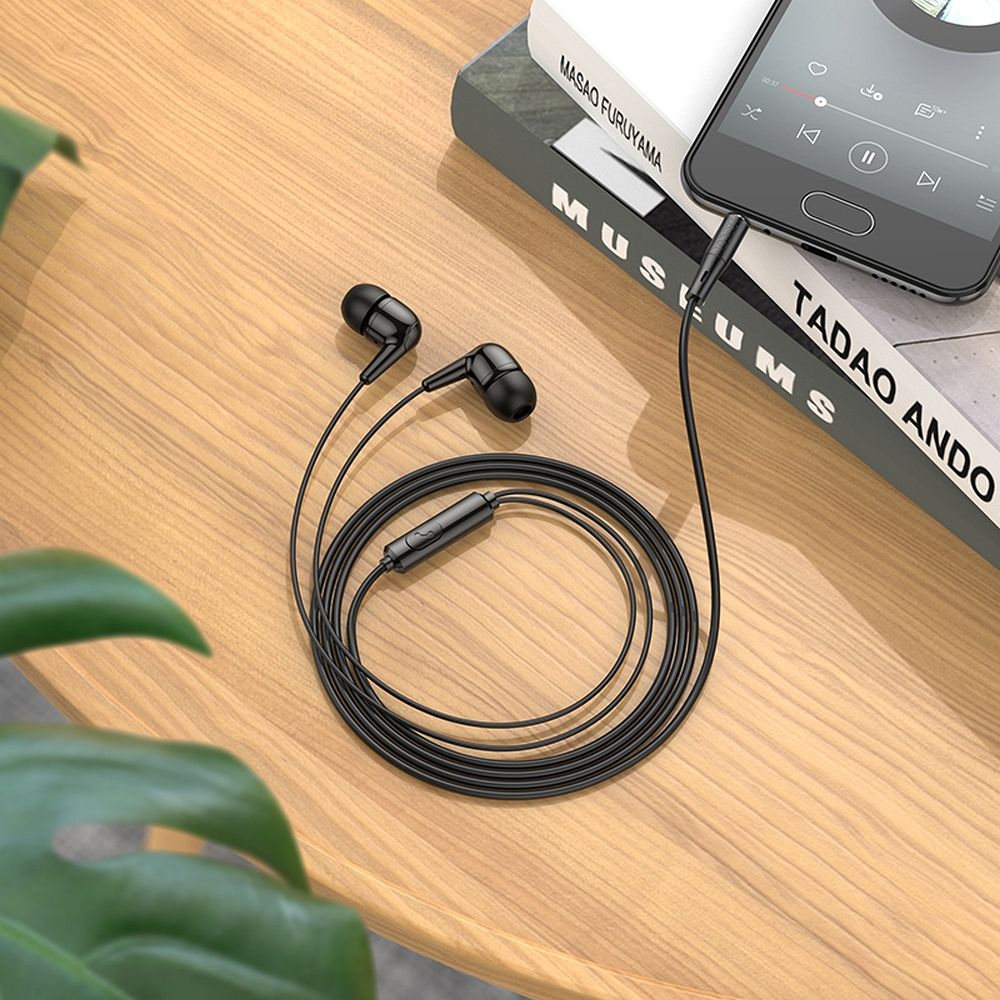 f76598d666f6c25b703b7ae2d396d0bc HOCO wire earphones Jack 3,5 mm with microphone M97 black