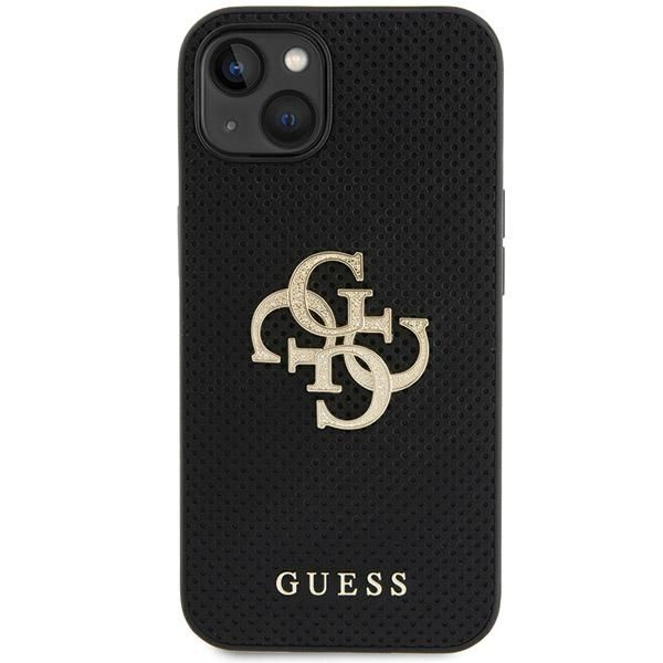 GUESS case for IPHONE 13 / 14 / 15 GUHCP15SPSP4LGK (Leather Perforated 4G Glitter Logo) black