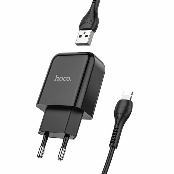 HOCO travel charger USB A + cable USB A to Lightning 2.1A N2 black