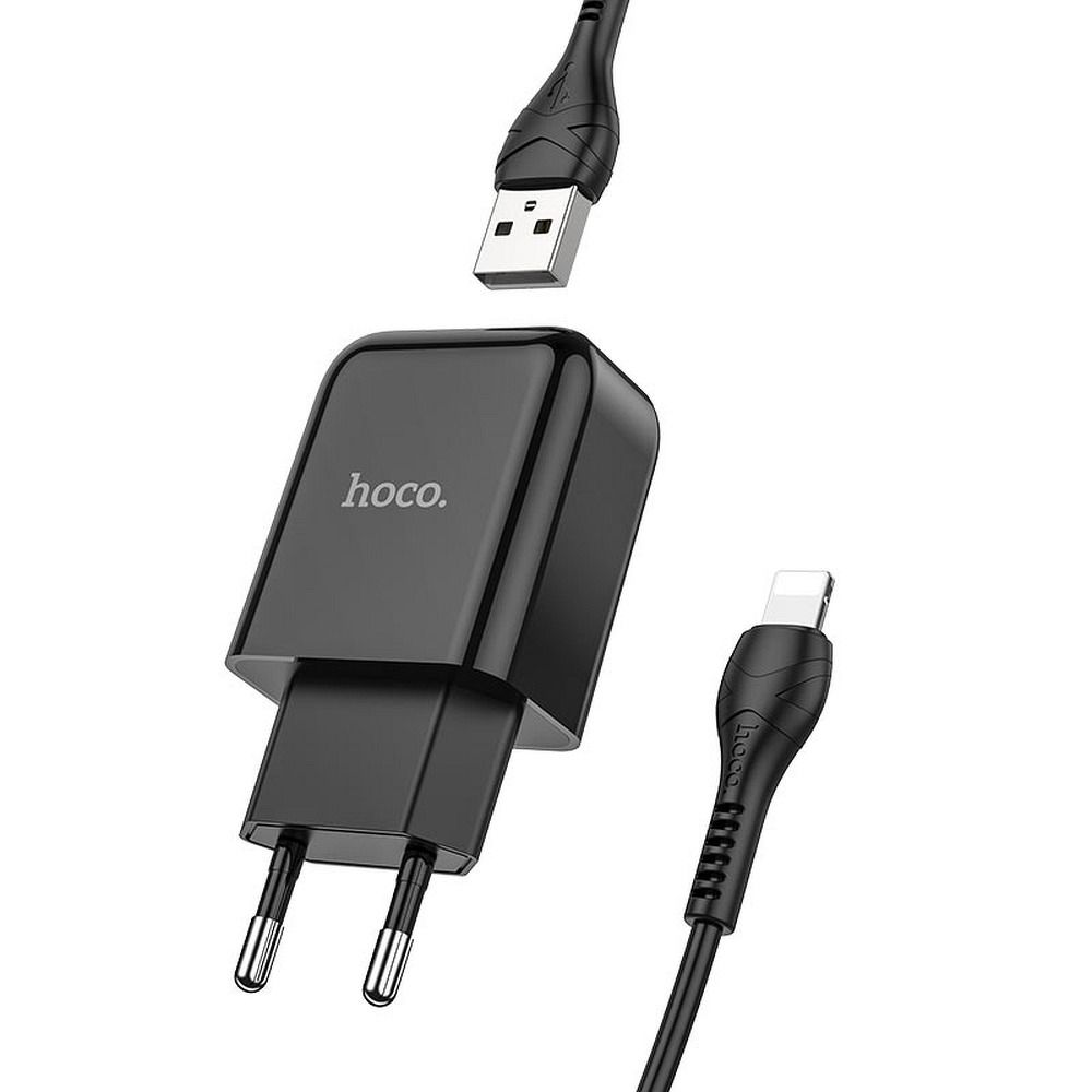 HOCO travel charger USB A + cable USB A to Lightning 2.1A N2 black