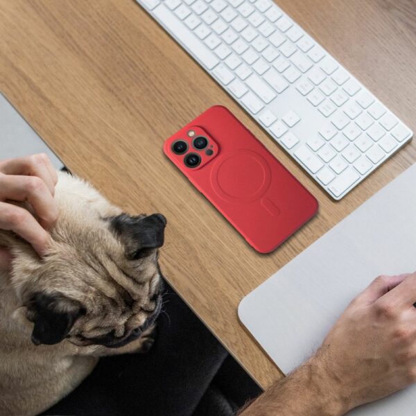 SILICONE MAG COVER case compatible with MagSafe for SAMSUNG A56 red
