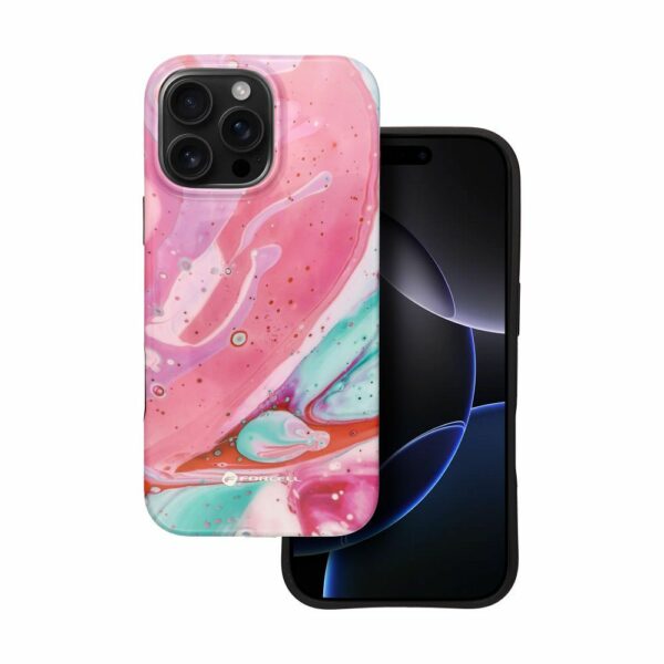 FORCELL F-PROTECT Mirage, Military Drop-Tested case compatible with MagSafe for IPHONE 16 PRO MAX pink marble
