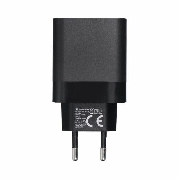 BLUE STAR travel charger Type C + cable Type C to Type C PD QC4.0 3A 45W TFB-TC-45WPD black