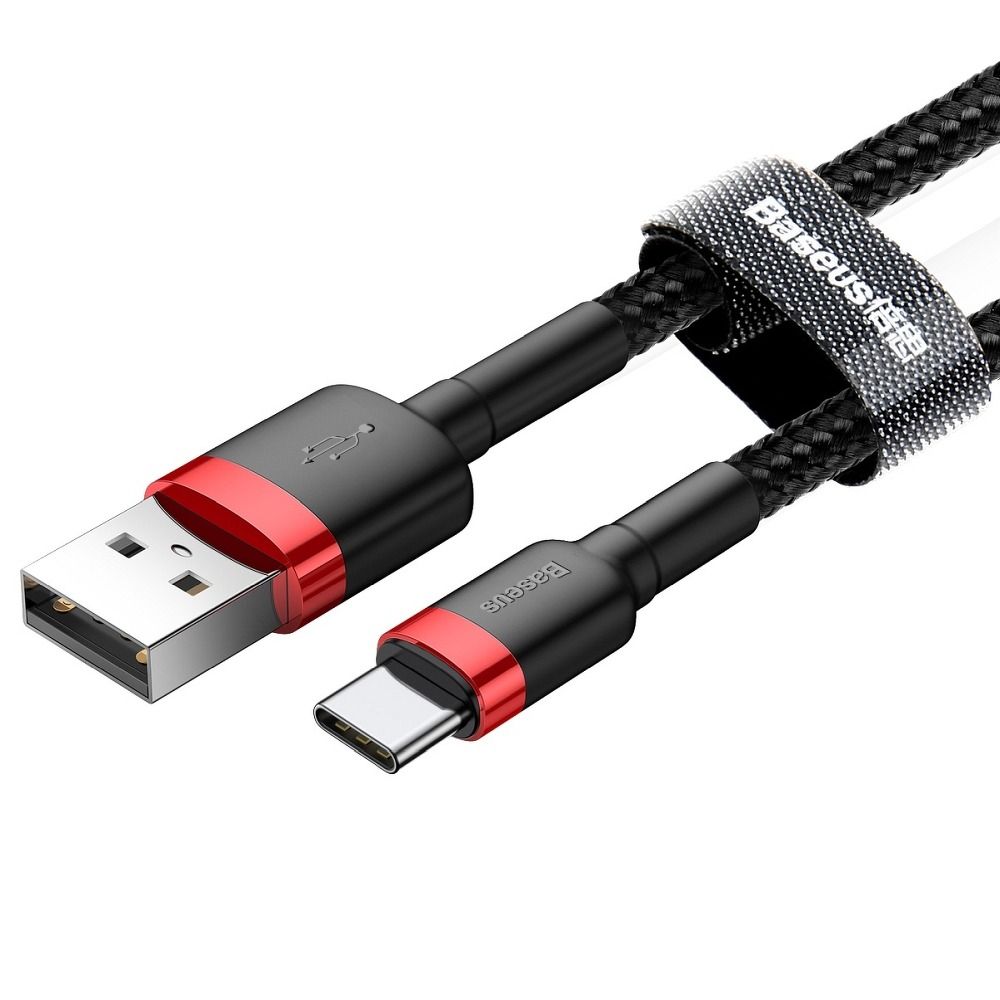 f90537db41dd28546f86631c59491e30 BASEUS cable USB Cafule to Type C 3A CATKLF-B91 1m 1 metr Red-Black