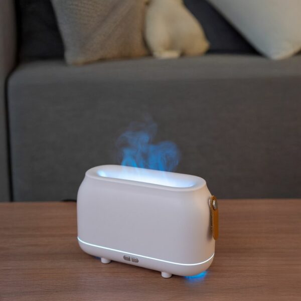 Colorful flame aromatherapy machine / humidifier / diffuser Art Deco model HZ005 white