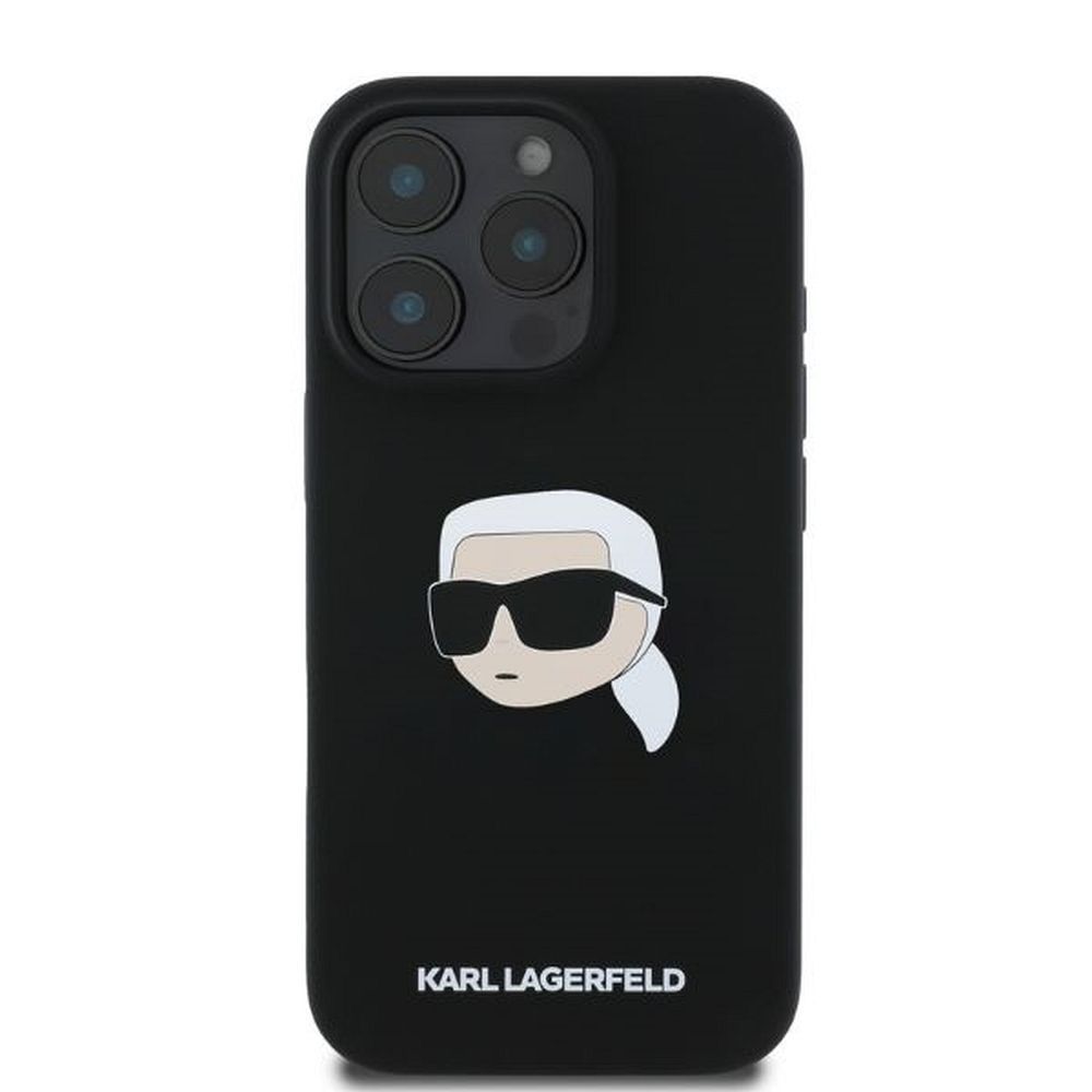 KARL LAGERFELD case for IPHONE 16 Pro Max compatible with MagSafe KLHMP16XSKHPPLK (Sil KL Head Print) black