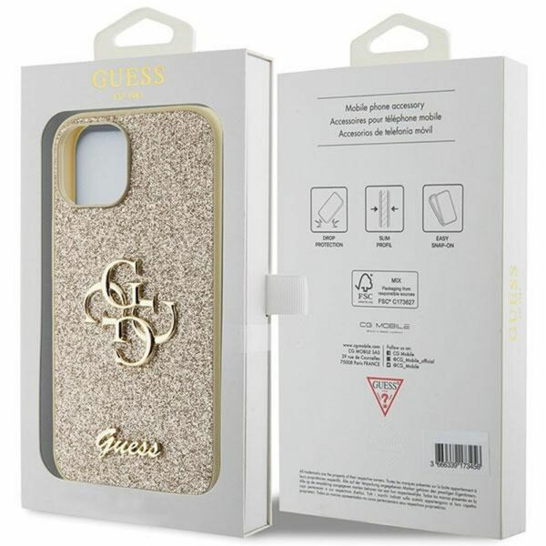 GUESS case for IPHONE 15 GUHCP15SHG4SGD (Fixed Glitter Big 4G) gold