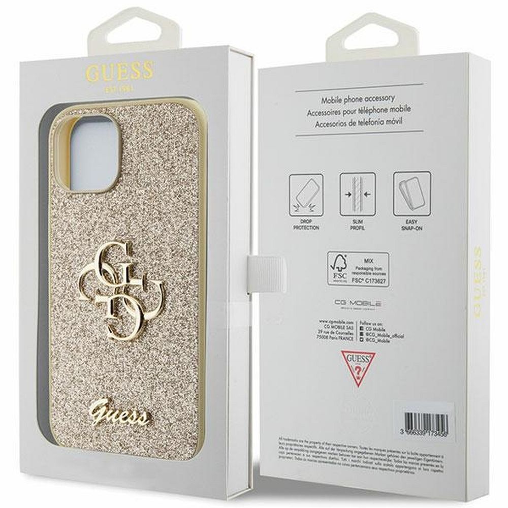 GUESS case for IPHONE 15 GUHCP15SHG4SGD (Fixed Glitter Big 4G) gold