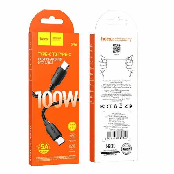HOCO cable Type C to Type C PD 6A 100W X96 1 m black