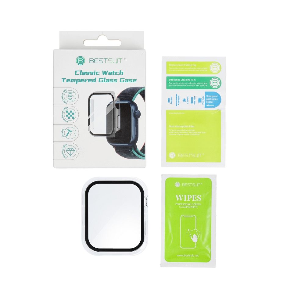 Bestsuit Case with Hybrid Glass for Apple Watch 10 42mm - transparent