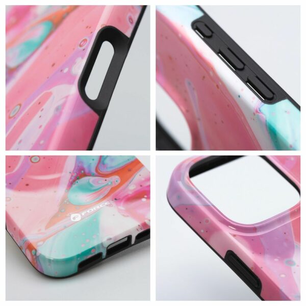 FORCELL F-PROTECT Mirage, Military Drop-Tested case compatible with MagSafe for IPHONE 15 PRO pink marble