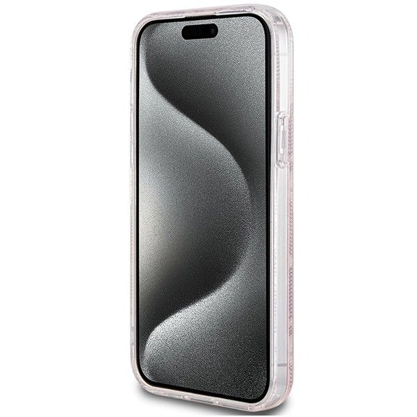 GUESS case for IPHONE 15 compatible with MagSafe GUHMP15SHGCUSTGP (IML GCUBE) pink