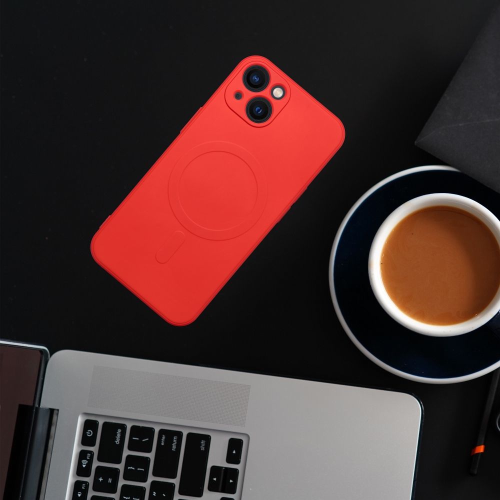 SILICONE MAG COVER case compatible with MagSafe for SAMSUNG A56 red
