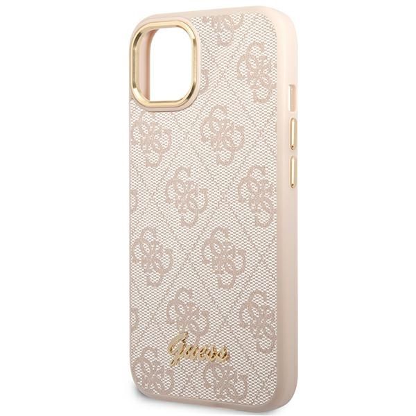 GUESS case for IPHONE 13 / 14 / 15 GUHCP14SHG4SHP (4G Vintage Gold Logo) pink