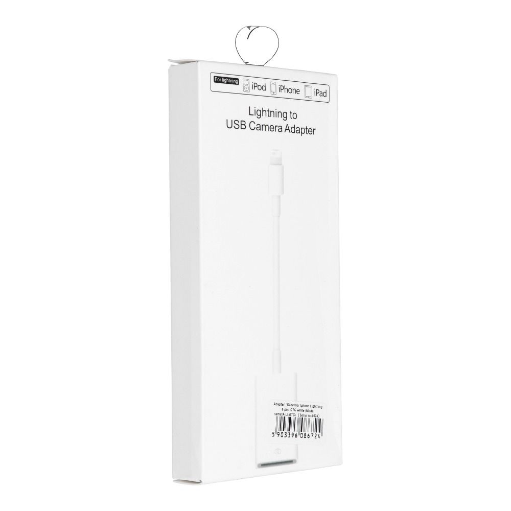 fcce901618b12aa7142c5af45ebb0ace Adapter OTG USB A (female) to Lightning (male) white