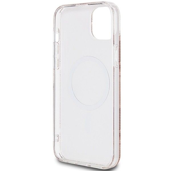 GUESS case for IPHONE 15 compatible with MagSafe GUHMP15SHGCUSTGW (IML GCUBE) brown