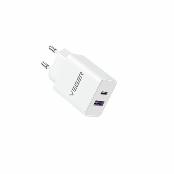 VEGER travel charger USB A + Type C PD QC3.0 3A 30W VLS302U white