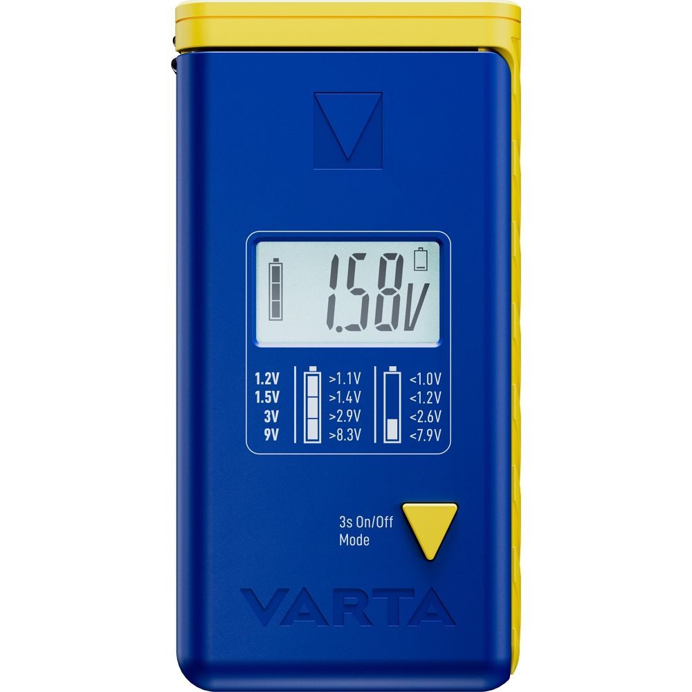 VARTA battery tester with digital display (AA, AAA, Type C, Type D, 9V, button) 893101111 blue