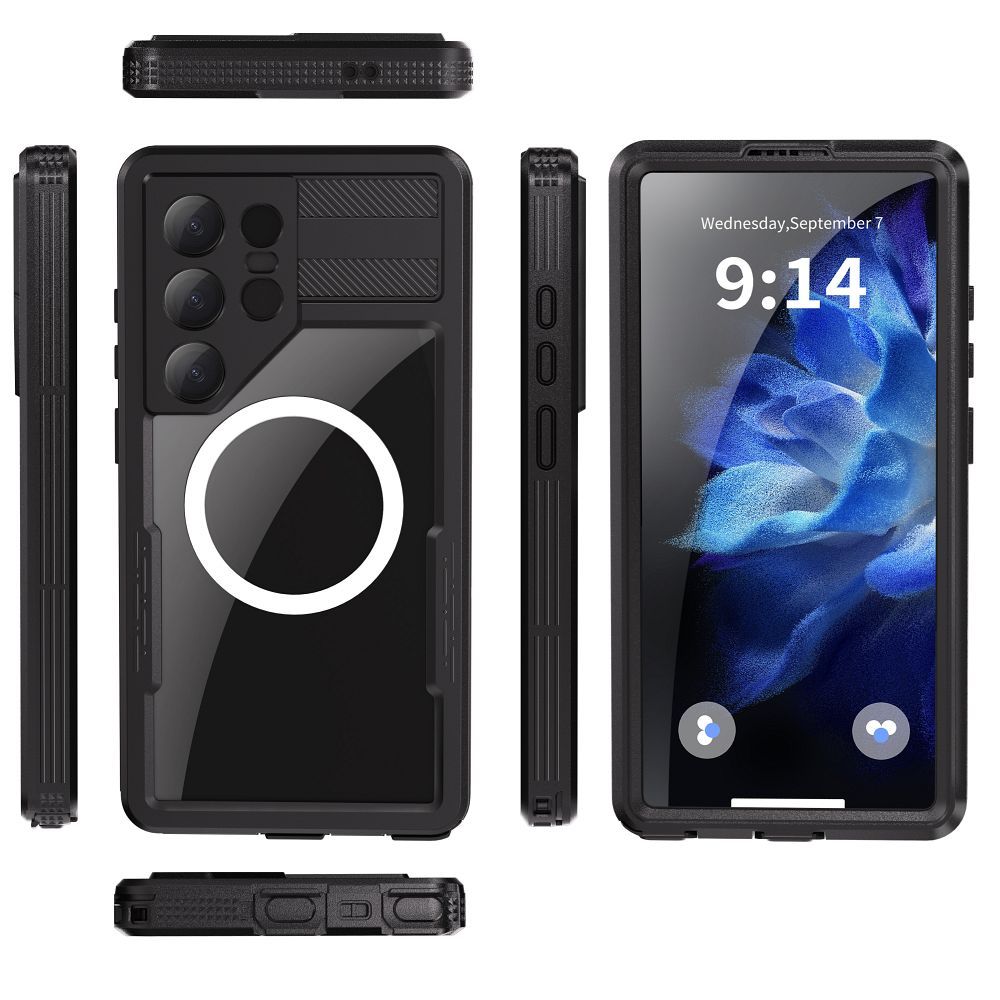 Waterproof case SHELLBOX MARS with metal ring for SAMSUNG S25 Ultra black