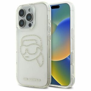 KARL LAGERFELD case for IPHONE 16 Pro KLHCP16LHKHDCELT (IML Rhinestones K Head) transparent
