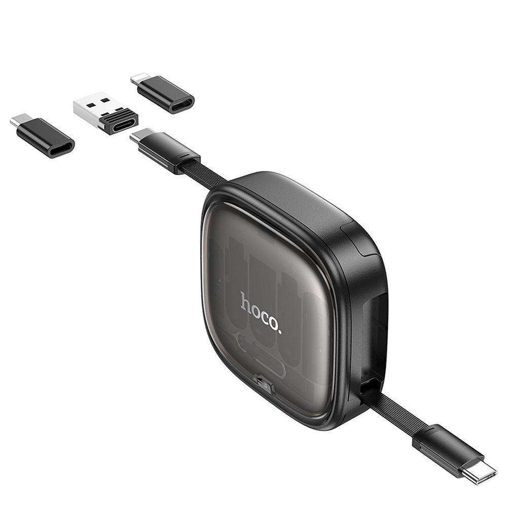 HOCO cable All-in-one retractable charging data cable set PD 3A 60W U140 0,95 m black
