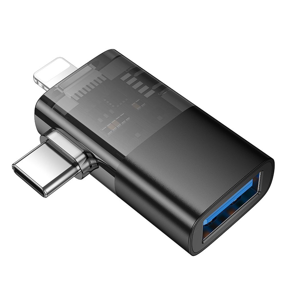 HOCO UA36E OTG Adapter: Lightning & Type-C σε USB-A - Μαύρο