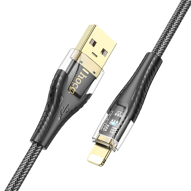 Cable USB A to Lightning Hoco 2,4A 1,2 m U121 black transparent