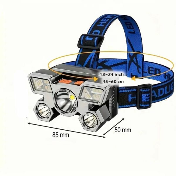 Head flashlight LED rechargeable 9 x LED strong RC-K-1227 black