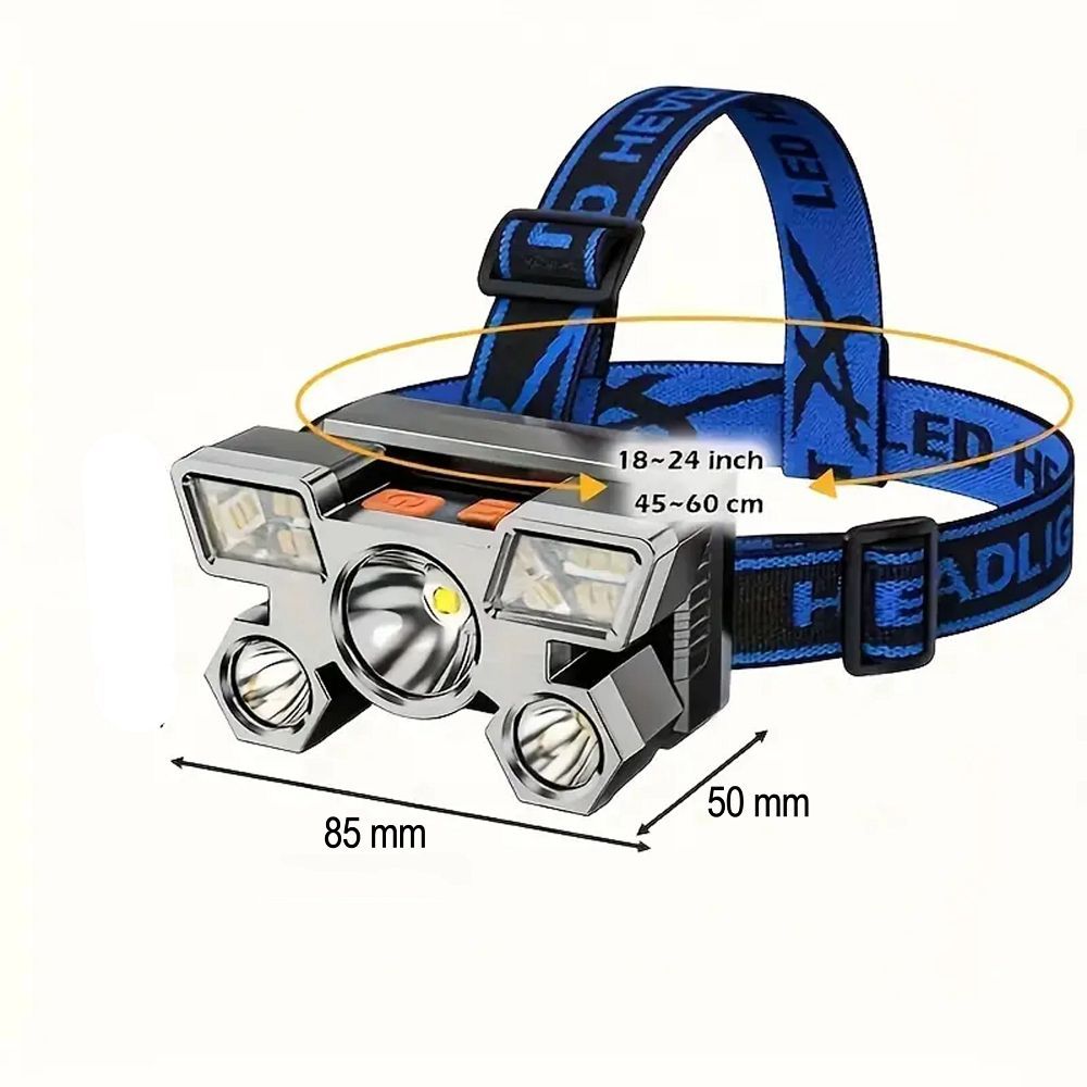Head flashlight LED rechargeable 9 x LED strong RC-K-1227 black