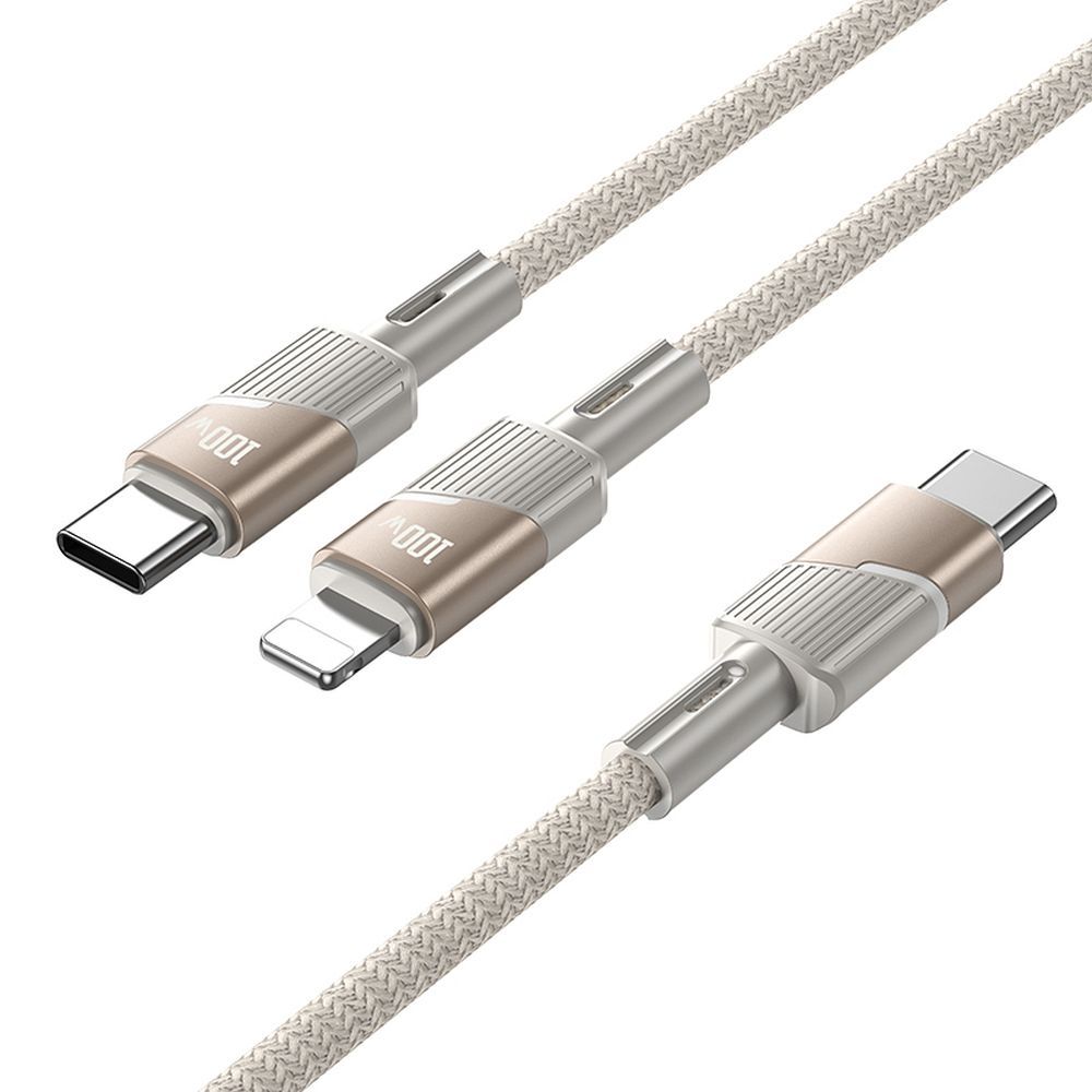 HOCO cable 2in1 Type C to Type C + Lightning 5A 100W U139 1,2 m gold