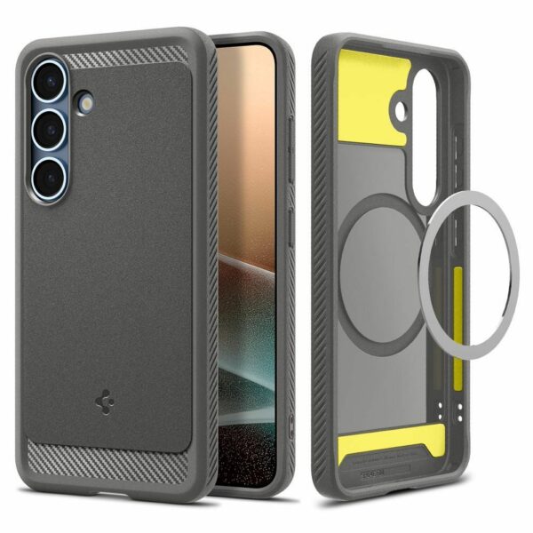 SPIGEN case RUGGED ARMOR MAG compatible with MagSafe for SAMSUNG S25 marble grey