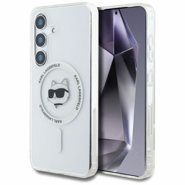 KARL LAGERFELD case for SAMSUNG S25 KLHMS25SHLSCHH (Magnetic IML Metal Choupette Head) white