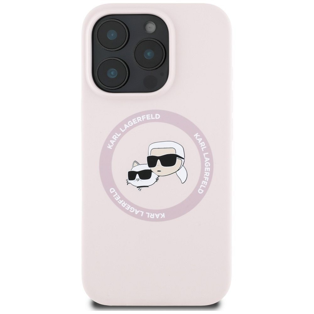 KARL LAGERFELD case for IPHONE 16 Pro Max compatible with MagSafe KLHMP16XSKCHTCP (Silicone KC Heads) pink