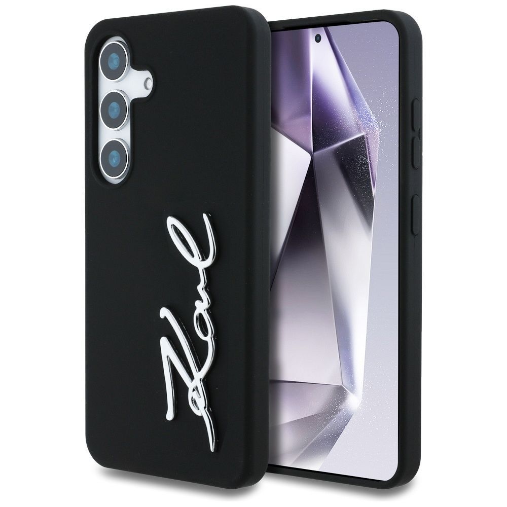KARL LAGERFELD case for SAMSUNG S25 KLHCS25SSCMSMVK (Silicone Sign Metal Logo) black