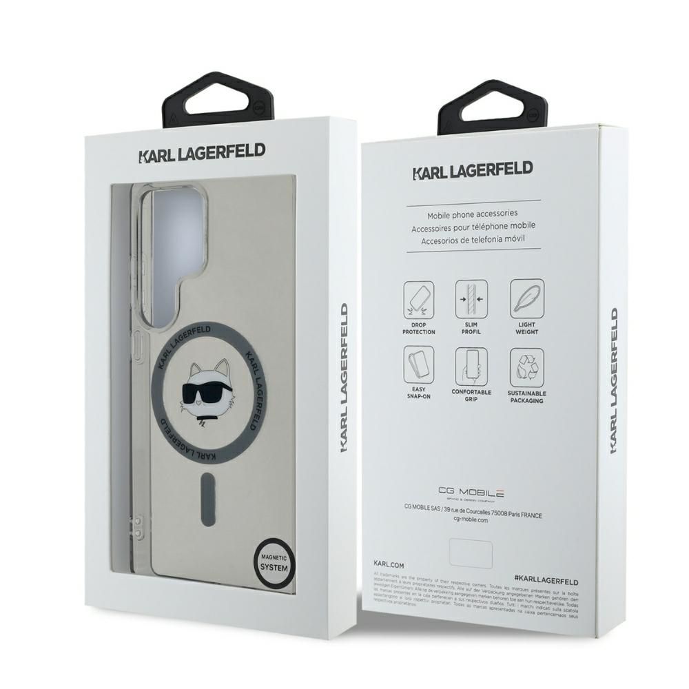 KARL LAGERFELD case for SAMSUNG S25 Ultra KLHMS25LHLSCHK (Magnetic IML Metal Choupette Head) black