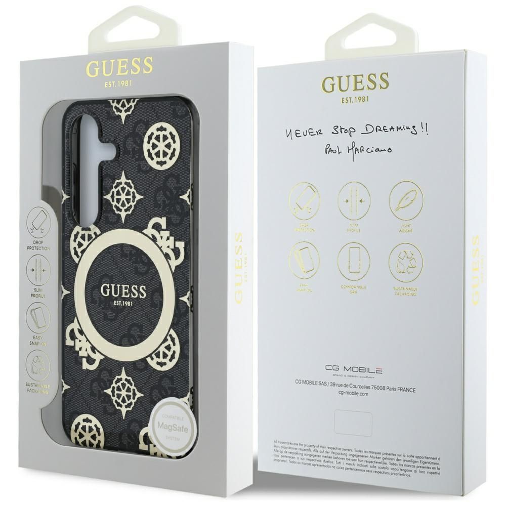 Θήκη Κινητού GUESS Samsung S25 Μαύρη Peony Magnetic IML 4G