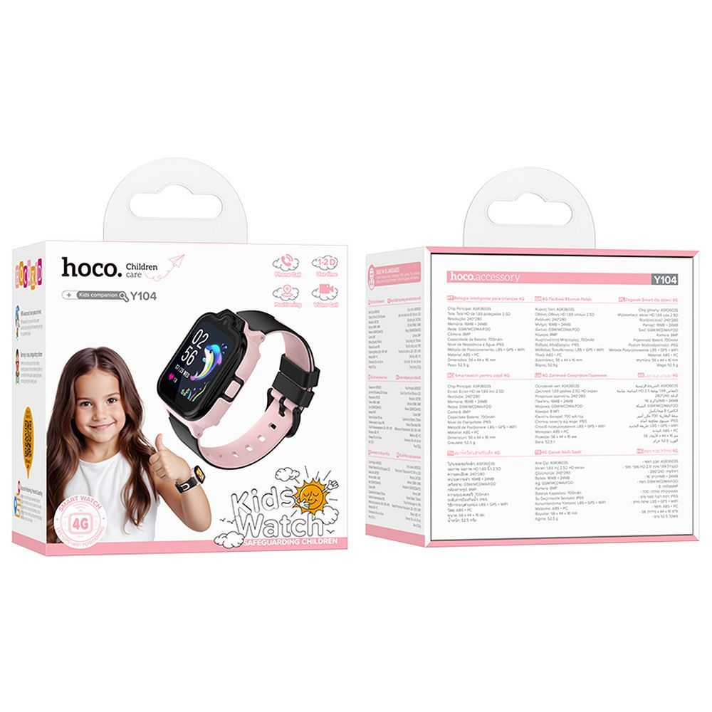 HOCO smartwatch for kids with call function 4G Y104 pink